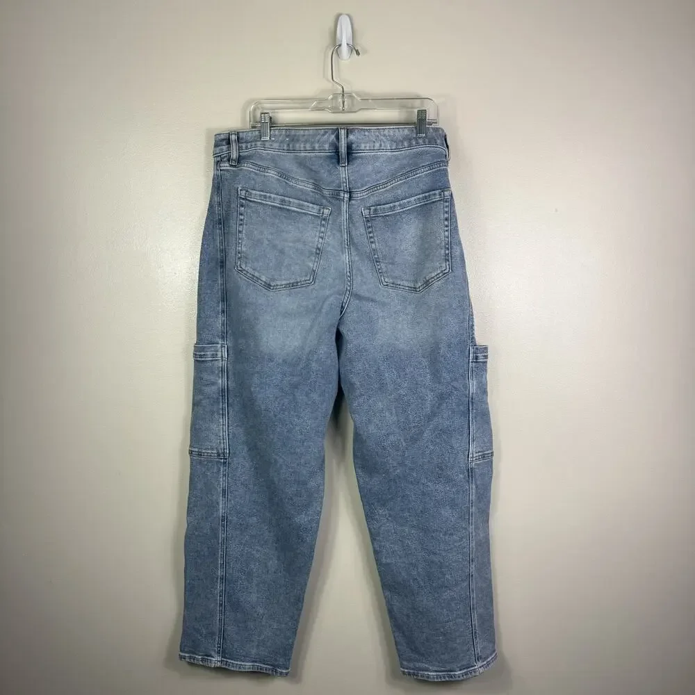 Lane Bryant Women’s Jeans Mid-Rise Relaxed Straight Cargo Size 18